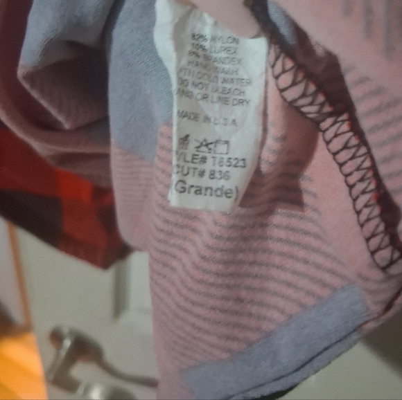 Red and Black Plaid Long Sleeve Top with Lace Trim - Picture 4 of 4